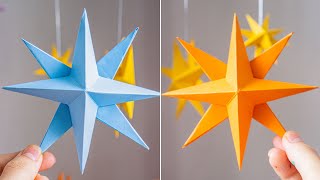 Easy DIY 3D Paper Star  How to make 3D Star Ornaments with Paper  Christmas Decoration Ideas [upl. by Sherborn405]