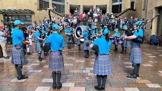 Kilmarnock Pipe Band display outside the Royal Concert Hall during 2023 Piping Live in Glasgow [upl. by Aicina242]