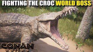 FIGHTING THE CROC WORLD BOSS GETTING THE SKELETON KEYS  CONAN EXILES GAMEPLAY EP3 [upl. by Htir]