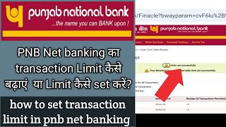 PNB net banking transaction limit ko increase kaise kare  how to set limit in pnb net banking [upl. by Miahc408]