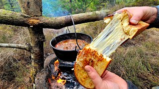 The Best BEEF STEW with Baked Bread in the Forest  Relaxing Cooking with ASMR [upl. by Plath]