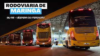 SUPER MOVIMENTAÇÃO de ônibus na Rodoviária de Maringá  Saída do Feriado 0609  Período Noturno [upl. by Ahsinnod238]