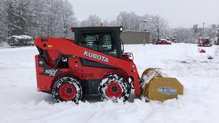 Townline Equipment Kubota SSV75 Skid Steer with Snow Pusher [upl. by Anitnas]