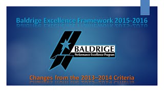 0 Baldrige Criteria 20152016 Baldrige Excellence Framework 20152016 [upl. by Gerius]