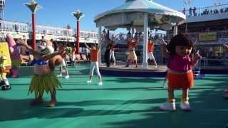 Spongebob Dora Sandy Diego amp Patrick Dancing sailaway party Norwegian Gem [upl. by Letti]