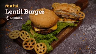 Sinful Lentil Burgers  Lentil Burgers  Vegetable Burgers  Homemade Burgers  Cookd [upl. by Aicre]