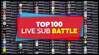 Top 100 Live Sub Battle  MrBeast UR·Cristiano amp More [upl. by Amlus428]