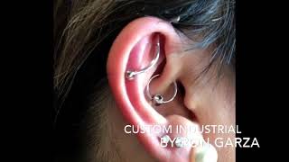 Custom semi floating industrial piercing by Ron Garza [upl. by Simonne935]