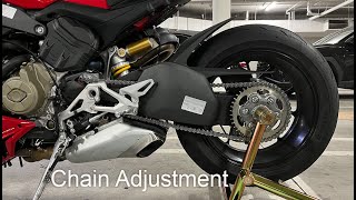 Ducati Streetfighter V4 Chain Adjustment [upl. by Nibas]