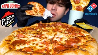 ASMR MUKBANG PIZZA HUT DOMINOS PAPA JOHNS PIZZA PARTY  WITH RANCH amp CHEESE [upl. by Verna]