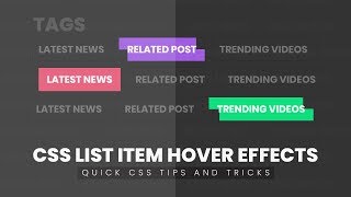 CSS Tag List Item Hover Effects  CSS Hover Effects [upl. by Aihc]