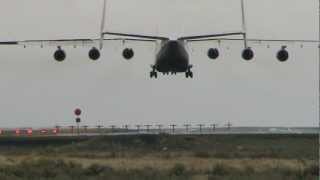 Largest Flying Aircraft Antonov An225 Crosswind Landing [upl. by Estren946]