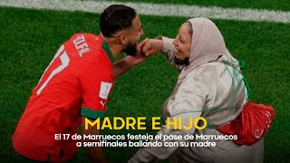 Jugador de Marruecos baila con su madre festejando su pase a semifinal [upl. by Atsejam]