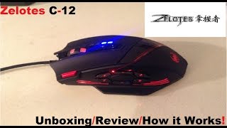 New Zelotes C12 Gaming MouseUnboxingReviewHow it Works [upl. by Olney]