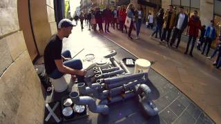 EL LOREN  busking in Bordeaux 2017  Bucket Pipe Drummer [upl. by Novikoff]