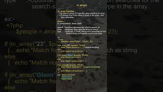 inarray function in php shorts [upl. by Evadne507]