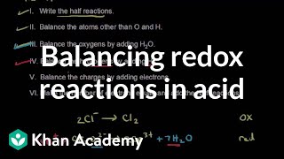 Worked example Balancing a redox equation in acidic solution  AP Chemistry  Khan Academy [upl. by Jesh]