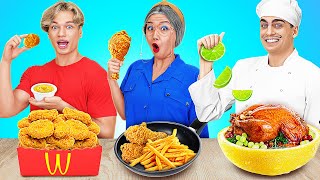 ME VS GRANDMA COOKING CHALLENGE  Funny Food amp Kitchen Hacks by 123GO CHALLENGE [upl. by Asilram]