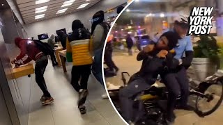 Looters hit Philadelphia Apple Foot Locker amp Lululemon stores at least 15 arrested in mass chaos [upl. by Llemart445]