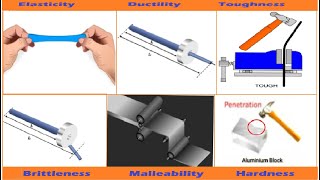 Mechanical properties of materials  Elasticity Ductility Brittleness Malleability Toughness [upl. by Eveline]