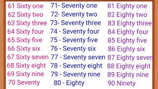 sixty one to ninety numbers with spelling numbers name with spellingone two three video for kids [upl. by Alveta]