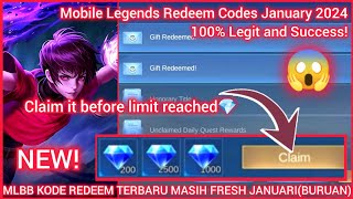 Hurry up Mobile Legends Redeem Codes January 03 2024  100 Legit MLBB Redeem Code Today Claim it [upl. by Anyala]