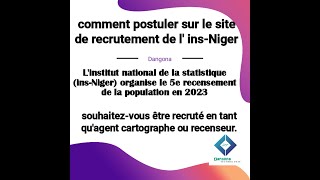 comment postuler sur le site de recrutement de l insNiger [upl. by Sommer]