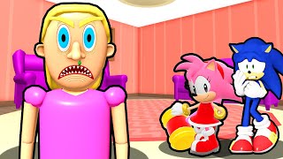 SONIC AND BABY AMY VS TEAM EVIL MOM ESCAPE IN ROBLOX [upl. by Lundberg]