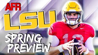 LSU Spring Preview Harold Perkins Transition Garrett Nussmeier QB1 DLine Depth [upl. by Nyraa]