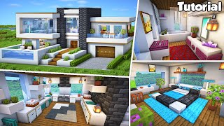 Minecraft Modern House 44 Interior Tutorial  How to Build  💡Material List in Description [upl. by Einafets]