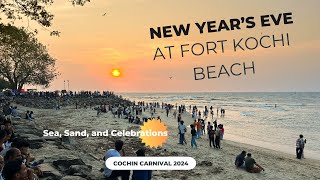 New Year’s Eve at Fort Kochi Beach Sea Sand and Celebrations  Cochin Carnival 2024 [upl. by Zertnom]