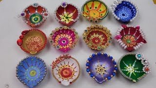 Diya Decoration ideas for DiwaliBeautiful Diwali DecorationsDIY How to Diya Decoration at Home [upl. by Aramenta249]