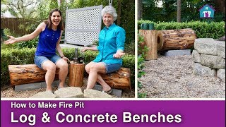 DIY Outdoor Fire Pit Log Benches  DIY Fire Pit [upl. by Aynad]