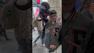 Real Life Venom in Time Square  venom spiderman cosplay nyc timesquare [upl. by Godfrey]