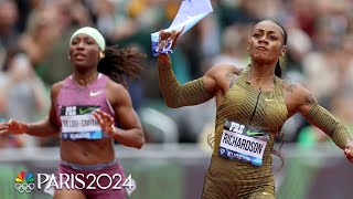 HERE COMES SHACARRIRichardson prevails in first 100m of Olympic year at Pre Classic  NBC Sports [upl. by Nappy]