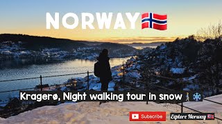 Norways 🇧🇻 Coastal Gem  Kragerø  Watch 4K night tour of Kragerø in snow ❄️ [upl. by Elaweda]