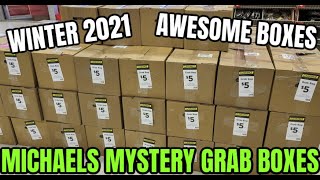 Michaels Mystery Grab Boxes Unboxing 5 Boxes SO MANY ITEMS Winter 2021 [upl. by Alrad804]