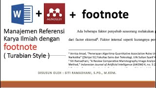 TUTORIAL CATATAN KAKI atau FOOTNOTE OTOMATIS PADA MENDELEY  turabian style footnotes [upl. by Anahsor633]