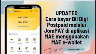 UPDATED Cara bayar Bil Digi Postpaid Online melalui JomPAY di aplikasi MAE ewallet  Digi Postpaid [upl. by Eelsew193]