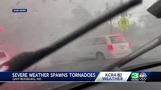 Dramatic video shows debris from tornado at Maryland intersection [upl. by Kcire796]