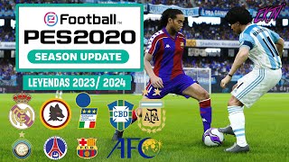 🔥 PES 2020 EQUIPOS LEYENDA ACTUALIZADO A 2023 😱😱😱 I OPTION FILE I PS4 PS5 Y PC [upl. by Tamanaha]