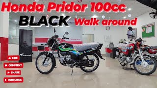 Honda Pridor 100cc 2024model Black walk around  price and specification Honda Pakistan [upl. by Waldemar]