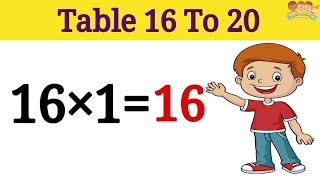 Learn Tables Of 16 To 20  Tables Sixteen To Twenty In English [upl. by Geier]