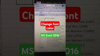 Change font color msexcel2016 [upl. by Attenna713]