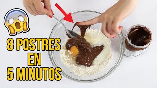 LOS 8 MEJORES POSTRES EN 5 MINUTOS  8 recetas FÁCILES Y RÁPIDAS [upl. by Anekahs]