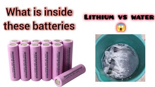 what is inside the 18650 lithium ion batteries  lithium vs water experiment [upl. by Elrahc]