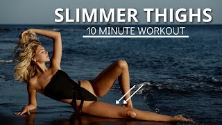 10 MIN SLIMMER THIGHS WORKOUT  tone and lean out inner thighs   ankle weights [upl. by Ybsorc]