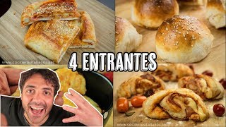 Recetas con masa de Pizza  4 Ideas de entrantes faciles y rapidos a base de PIZZA [upl. by Halverson]