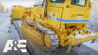 20000 LB Excavator SLIDES OFF of Icy Rollback Tow Truck  Hustle amp Tow  AampE [upl. by Lehcor768]