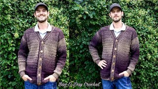 Easy Crochet Cardigan Sweater For Man or Woman  Beginner crochet cardigan Tutorial [upl. by Jeconiah]